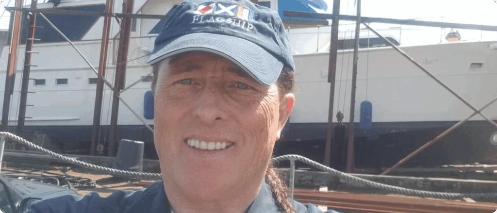 Certified Marine Surveyor Dennis Crowley conducting a boat inspection